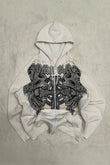 Beyaz Gotik Kelt Cross Streetwear Kapüşonlu Unisex Hırka