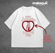 Beyaz Kişiye Özel Tasarlanan Kırmızı Kalp Fotoğraflı Yazılı Oversize Tshirt