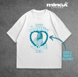 Beyaz Kişiye Özel Tasarlanan Turkuaz Kalp Fotoğraflı Yazılı Oversize Tshirt