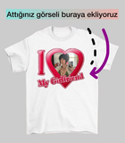 Beyaz My Girlfriend Kişiye Özel Fotoğraf Baskılı Oversize Tshirt