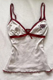 Beyaz Vive Maria Kırmızı Şeritli Fiyonk Detaylı Vintage Y2K Askılı Crop