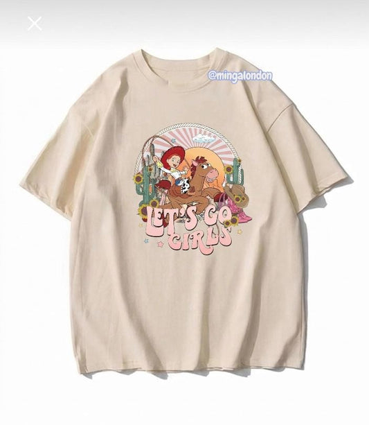Let's Go Gırls Baskılı Bej T-Shirt