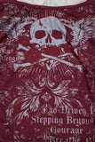 Bordo Skull Ambition Gotik Rose Y2K Askılı Crop