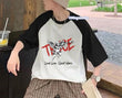 Reglan Kollu Melek Truce Loud Love Quiet Wars Baskılı T-Shirt