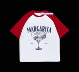 Kırmızı Reglan Kol Margarıta Baskılı T-Shirt