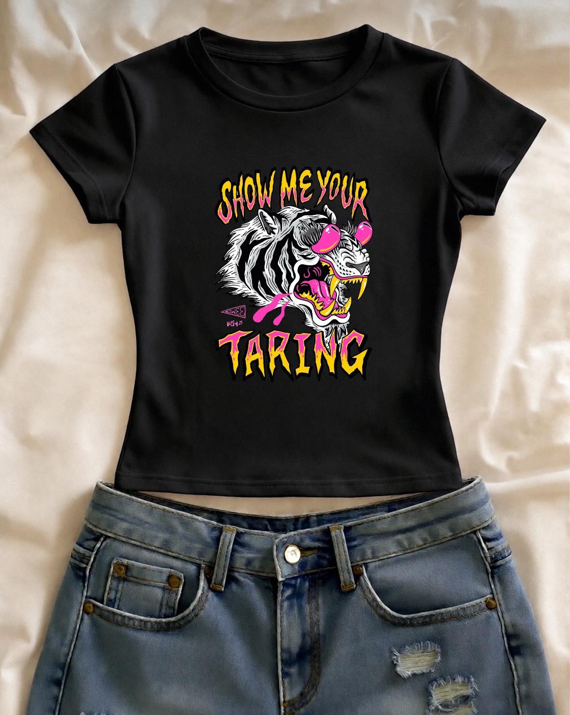 Betty Boop Savage Sass 1977 Tour Baskılı Siyah Kemer Boy Y2K Kısa Kollu Crop