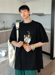 Cat & Cub Siyah Unisex Oversize T-shirt