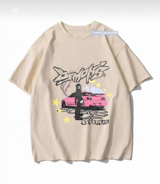 Demons Baskılı Bej T-Shirt