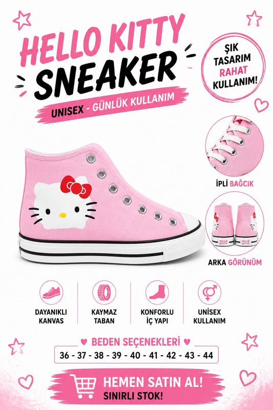 Pembe Sevimli Hellokıtty  Baskılı  Bağcıklı  Convers