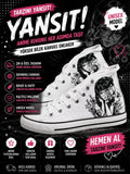 Beyaz Anime Kız  Baskılı Unisex Bağcıklı  Convers