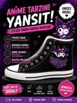 Siyah Kuromi Musical  Baskılı Unisex Bağcıklı  Convers