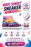 Wave Sunset  Baskılı Unisex Bağcıklı  Convers