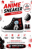 Siyah Anime Tokyo Baskılı Unisex Bağcıklı  Convers
