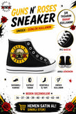 Siyah Guns Roses  Baskılı Unisex Bağcıklı  Convers