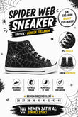 Siyah Spıder Web Baskılı Unisex Bağcıklı  Convers