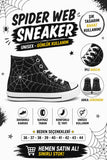 Siyah Spıder Web Baskılı Unisex Bağcıklı  Convers