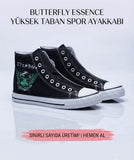 Siyah Buttferfly Essence Baskılı Unisex Bağcıklı Convers