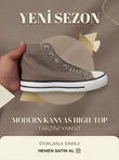 Açık Kahverengi Hıgh Top  Unisex Bağcıklı Convers