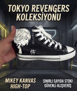Siyah Anime Tokyo Mıkey Baskılı Unisex Bağcıklı Convers