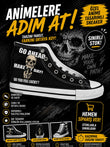 Siyah Go Ahead Baskılı Unisex Bağcıklı Convers