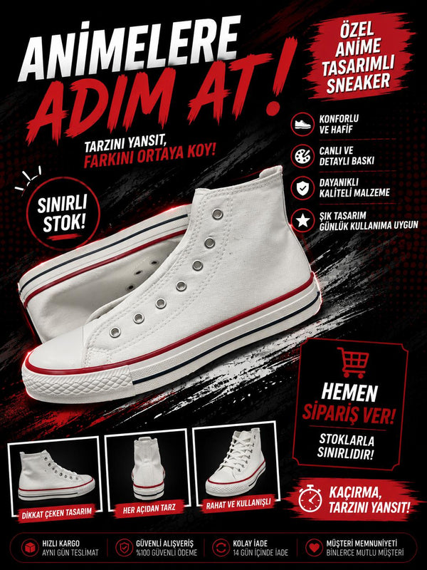 Beyaz Canvas Unisex Bağcıklı Convers
