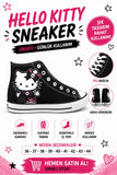 Siyah Kurukafa Hellokıtty Unisex Baskılı  Bağcıklı  Convers