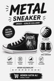 Siyah Metal Baskılı Unisex Bağcıklı  Convers