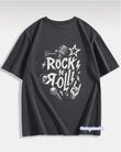 Rock In Roll Sırt Baskılı Füme T-Shirt