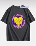 Don't Forget You're A Human Sırt Baskılı Füme T-Shirt