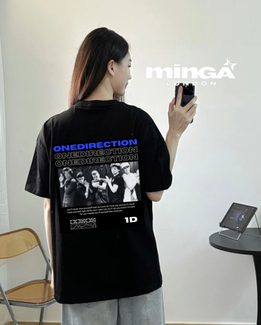Unisex Dırectıon Music Group Baskılı Bisiklet Yaka T-Shirt