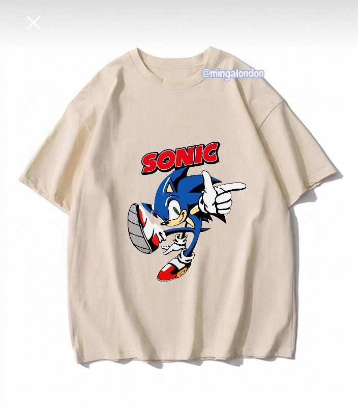 Sonıc Baskılı Bej T-Shirt