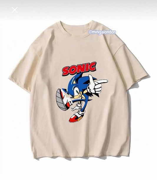 Sonıc Baskılı Bej T-Shirt