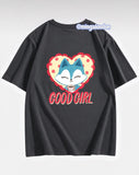 Good Girl Sırt Baskılı Füme T-Shirt