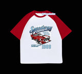 Kırmızı Reglan Kol Speedway Champıon 1989 Baskılı T-Shirt