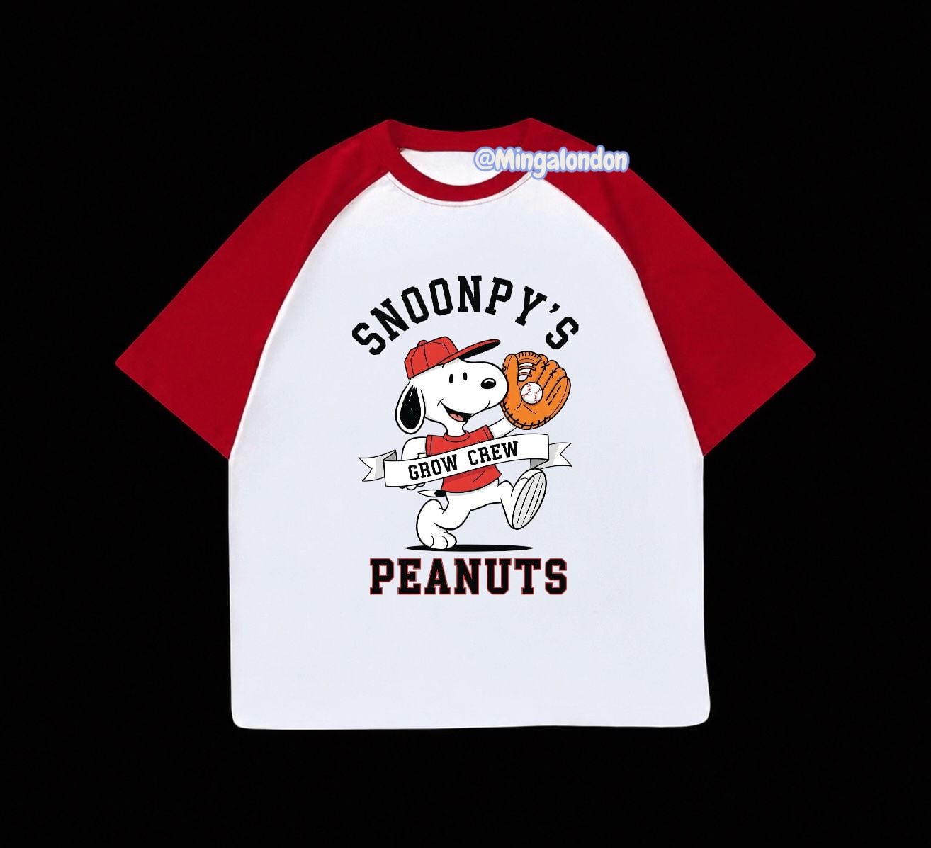 Kırmızı Reglan Kol Snoonpy's Peanuts Baskılı T-Shirt