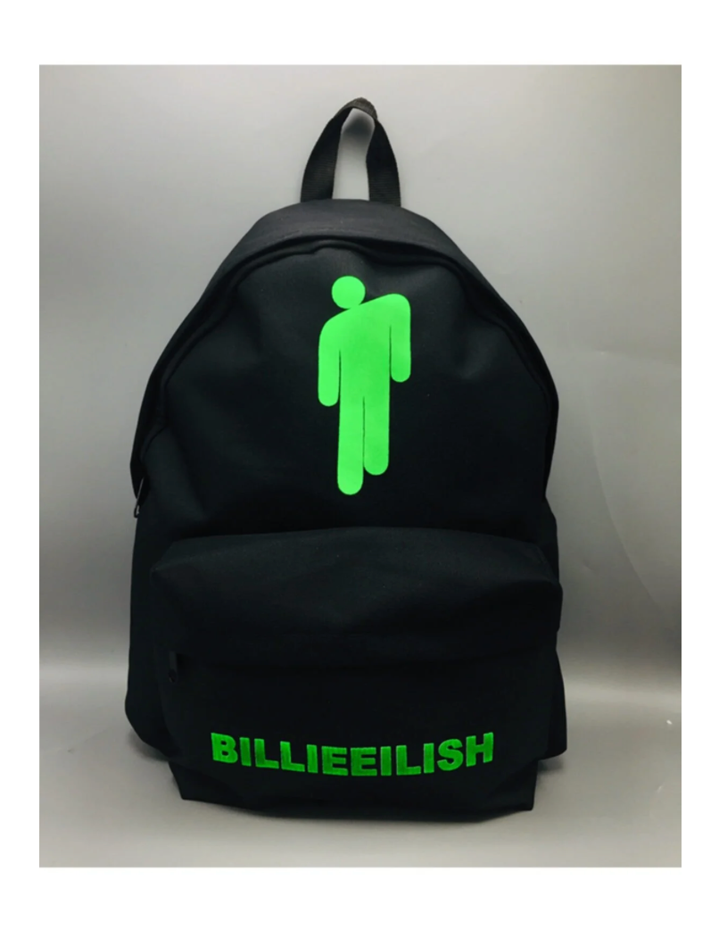 Siyah Billie Eilish Yeşil baskılı sırt okul çantası