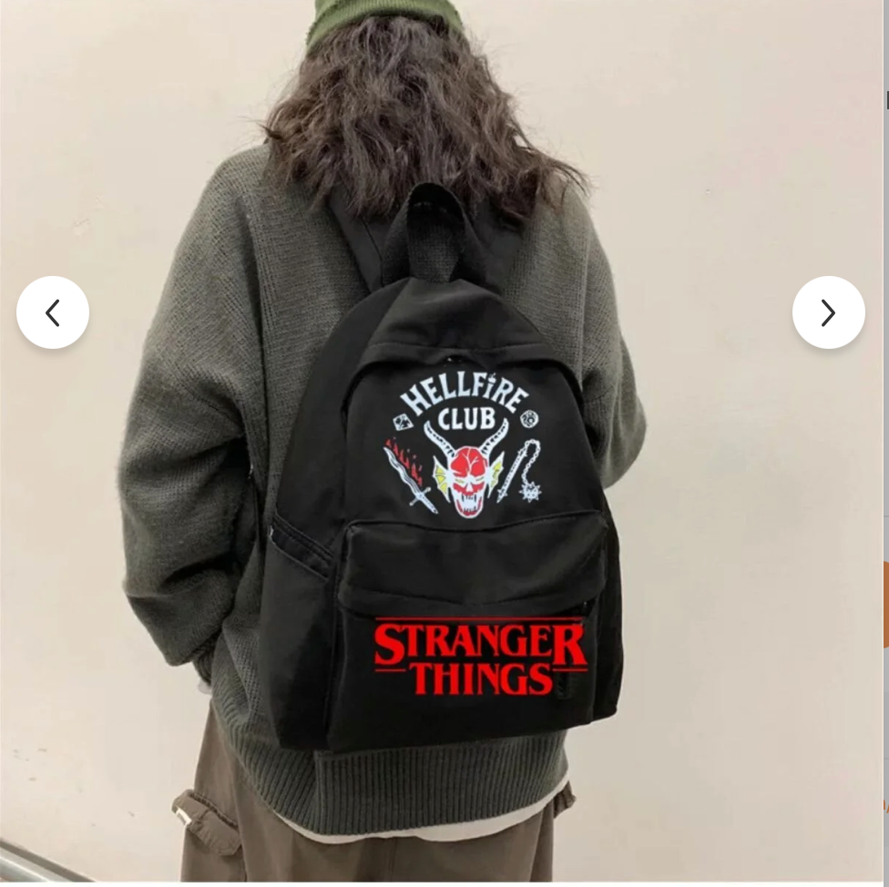 Stranger Things Hellfire baskılı okul sırt çantası
