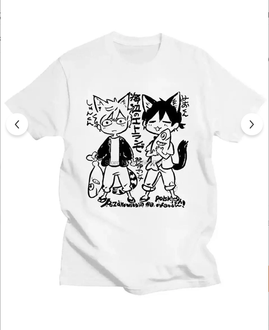 Beyaz Japanese Baskılı Oversize T-shirt