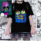 Adventure Time baskılı siyah tişört