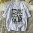 Beyaz Doraemon baskılı Oversize t-shirt
