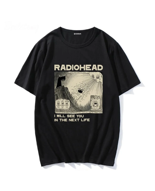 Siyah Radiohead baskılı Oversize t-shirt