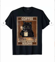 Siyah Coffee Cat baskılı oversize tişört