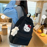 Siyah Hello Kitty Head baskılı sırt çantası