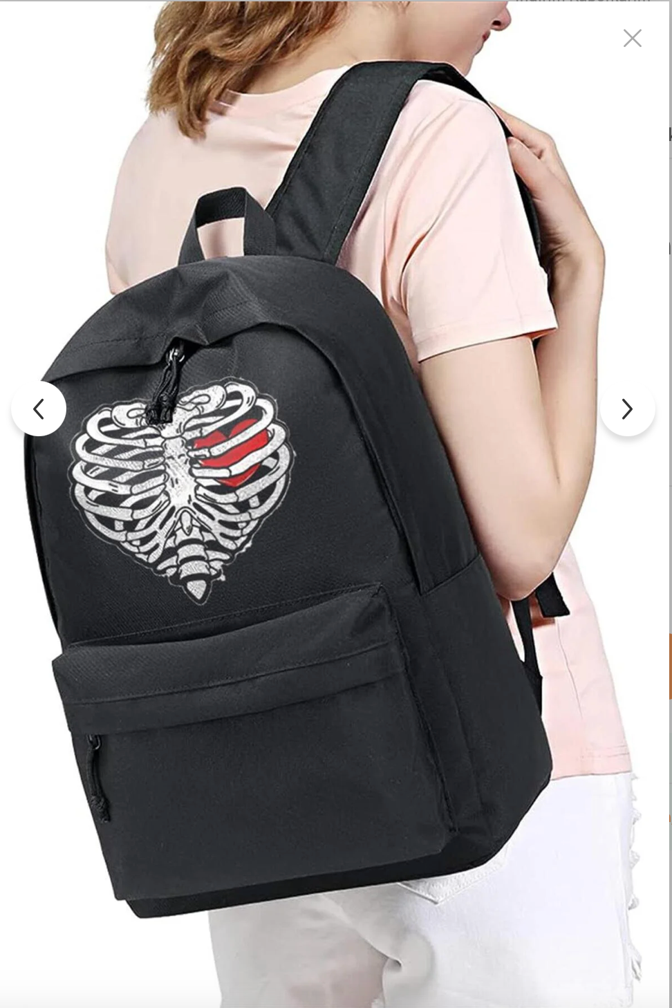 Skeleton Heart baskılı sırt çantası