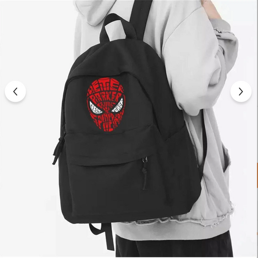 Siyah Spider head baskılı sırt çantası