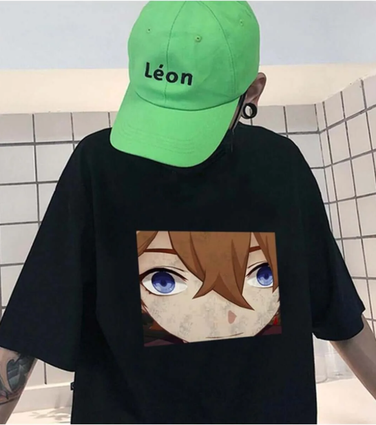 Genshin Impact Siyah Unisex Oversize T-shirt