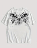 Gothic Baskılı Unisex Oversize Beyaz T-Shirt