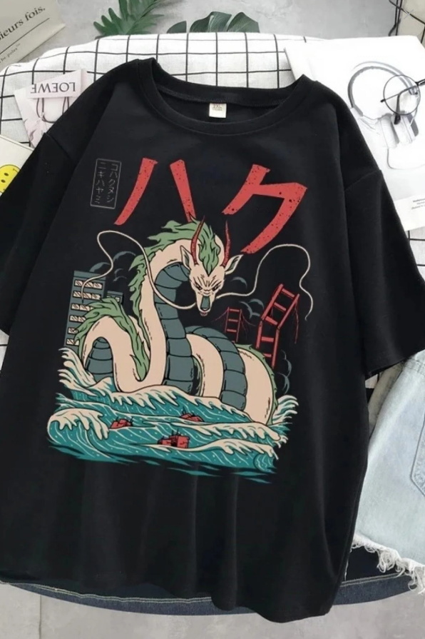 Grf Haku - Spirited Away Dragon Siyah Unisex T-shirt