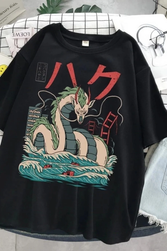 Grf Haku - Spirited Away Dragon Siyah Unisex T-shirt