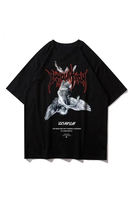 Harajuku Gothic Lock And Lood Angel Unisex T-shirt